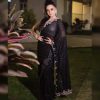 Sightly Black Color Georgette Cotton Thread Embroidery Saree