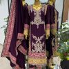 Special Purple Color Chinnon Silk Embroidery Work Salwar Suit