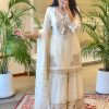 Sublime White Color Chinnon Silk Embroidery Work Salwar Suit