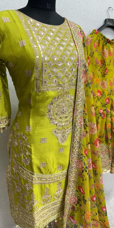 Sublime Yellow Color Heavy Chinon Silk Sequins Work Salwar Suit
