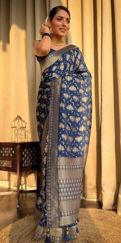 KP 5079 Blue Color Soft Lichi Silk Jacquard On All Over Saree Casual, Party Wear, Wedding, Events Etc. Expected Delivery 4-6 Working Days @1449/- | Designer Sarees, Sarees, Bollywood Sarees, Creative Sarees, Embroidered Sarees, Ethnic Saree, Modern Digital sarees, Party Wear Sarees