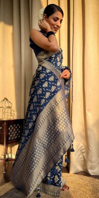 KP 5079 Blue Color Soft Lichi Silk Jacquard On All Over Saree Casual, Party Wear, Wedding, Events Etc. Expected Delivery 4-6 Working Days @1449/- | Designer Sarees, Sarees, Bollywood Sarees, Creative Sarees, Embroidered Sarees, Ethnic Saree, Modern Digital sarees, Party Wear Sarees