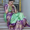 Pista Green Soft Silk Jacquard All Over Saree