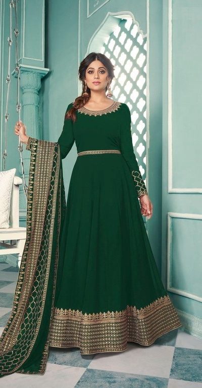 Aglow Green Color Georgette Embroidery Sequence Sharara Suit