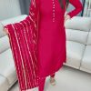 Aglow Pink Color Chinnon Silk Embroidery Coding Dori Salwar Suit