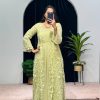 Aglow Yellow Color Georgette Embroidery Sequence Gown