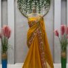 Beautiful Yellow Color Tabby Silk Thread Sequence Work Saree
