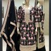 Classic Black Color Georgette Embroidery Coding Sharara Suit