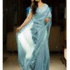 Classic Blue Color Silver Tissue Silk Embroidery Sequence Saree