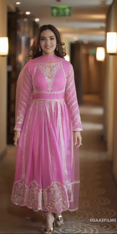 Dazzling Pink Color Georgette Sequence Embroidery Anarkali Suit