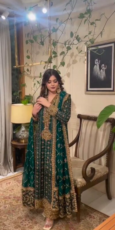 Fancy Green Color Georgette Sequence Embroidery Salwar Suit