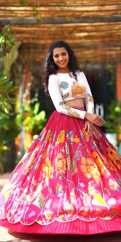 Fancy Pink Color Pure Cotton Kalamkari Printed Lehenga Choli