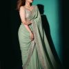 Glamorous Pista Color Georgette Embroidery Sequence Saree