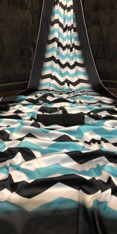 Graceful Black & Blue Color Devsena Soft Silk Digital Printed Saree