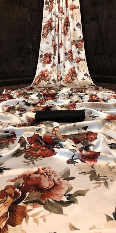 Graceful Cream Color Devsena Soft Silk Digital Printed Saree