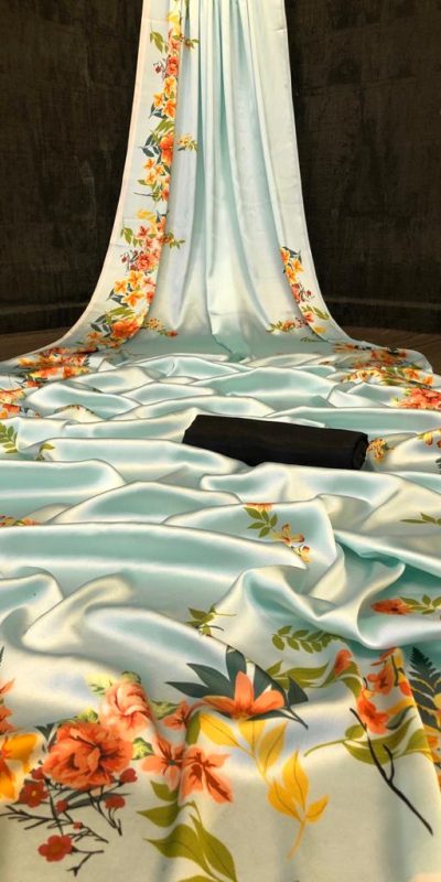 Graceful Light Blue Color Devsena Soft Silk Digital Printed Saree