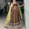 Grand Burgundy Color Chinon Digital Printed Embroidery Lehenga Choli