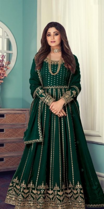 Grand Green Color Georgette Codding Embroidery Anarkali Suit