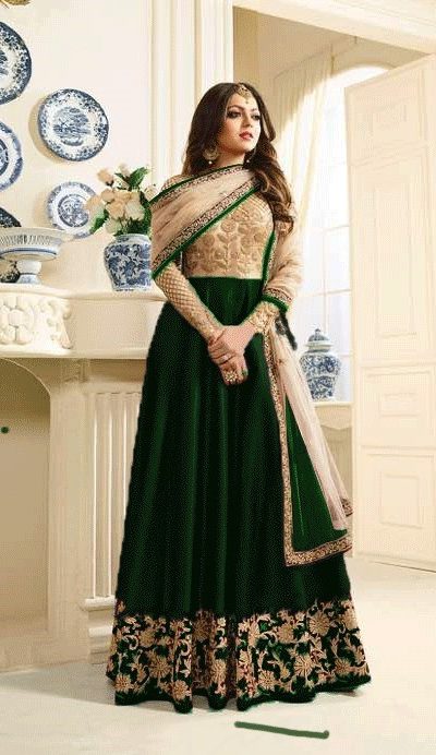 Grand Green Color Mono Net Heavy Phantom Sharara Suit
