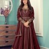 Grand Maroon Color Georgette Codding Embroidery Anarkali Suit