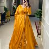 Grand Mustard Color Rangoli Silk Plain Lace Border  Lehenga Choli