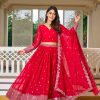 Grand Red Color Georgette Embroidery Sequence Lehenga Choli