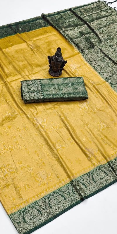 Grand Yellow Soft Silk Beautiful Rich Pallu All Over Saree