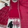 Luminous Red Color Georgette Embroidery Sequence Salwar Suit
