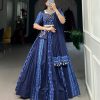 Majestic Blue Color Pure Cotton Floral Printed Lehenga Choli
