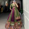 Majestic Wine Color Rayon Printed Silk Work Lehenga Choli