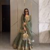 Nice Green Color Chinnon Silk Embroidery Sequence Salwar Suit