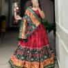 Perfect Red Color Tussar Silk Patola Printed Lehenga Choli
