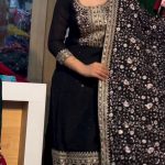 Pretty Black Color Chinnon Silk Embroidery Sequence Salwar Suit