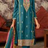Pretty Blue Vichitra Embroidery Codding Sequence Salwar Suit