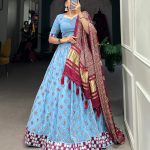 Pretty Sky Blue Georgette Sequins Embroidery Lehenga Choli