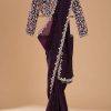 Pure Purple Color Pure Soft Jimmy Choo Silk Embroidery Saree