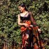 Rashmika Mandanna Black Color Georgette Digital Print Saree