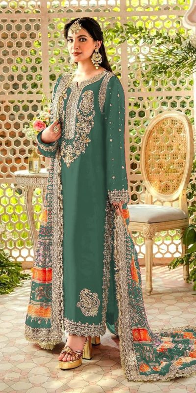 Sightly Green Color Georgette Embroidery Work Salwar Suit