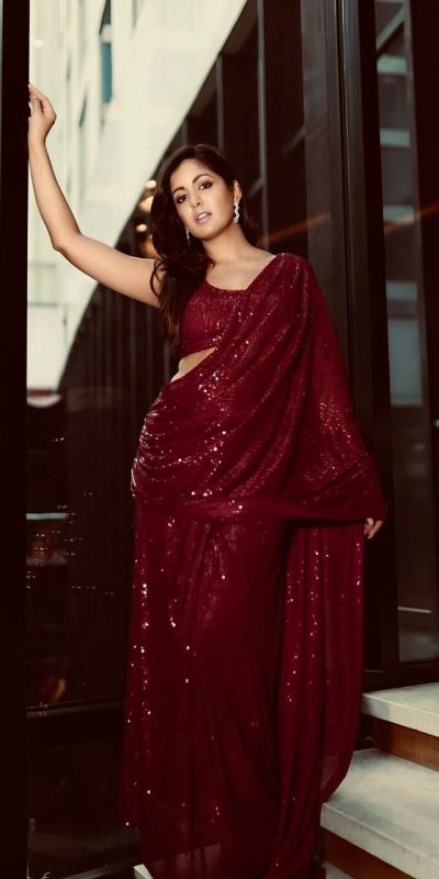 Sightly Maroon Color Georgette Digital Printed All Over Saree
