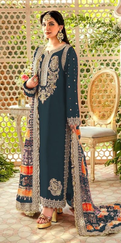Sightly Stone Green Color Georgette Embroidery Salwar Suit
