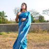 Special Sky Blue Color Soft Lichi Silk Ordinary Design Pallu Saree
