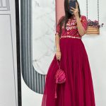 Stylish Red Color Fox Georgette Embroidery Sequence Gown