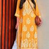 Stylish Yellow Color Heavy Rayon Cotton Style Embroidery Kurti