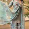 Superb Blue Chinnon Silk Malty Thread Embroidery Salwar Suit