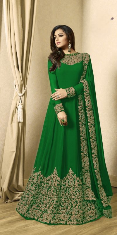 Superb Green Color Georgette Cording Sharara Suit