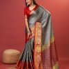 Superb Grey Color Rich Cotton Jacquard Silk Saree