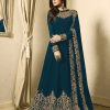 Superb Peacock Blue Color Georgette Cording Sharara Suit