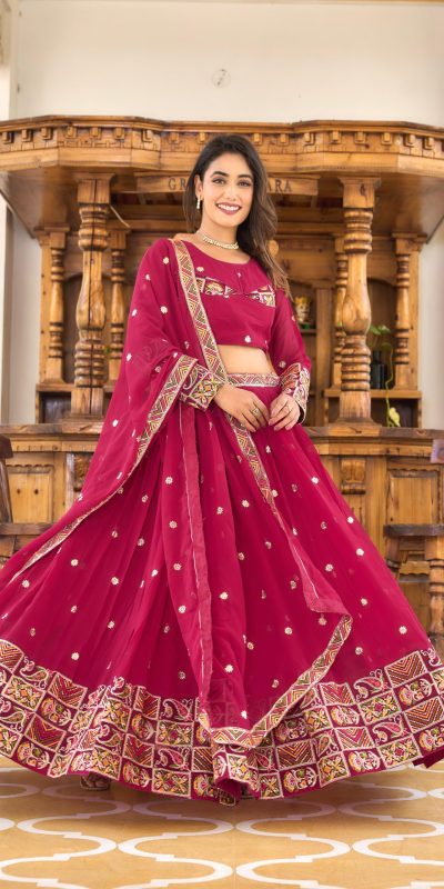 Superb Purple Georgette Sequence Embroidery Lehenga Choli