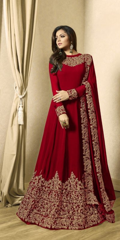 Superb Red Color Georgette Cording Sharara Suit