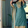 Superb Royal Blue Color Chinnon Silk Embroidery Salwar Suit